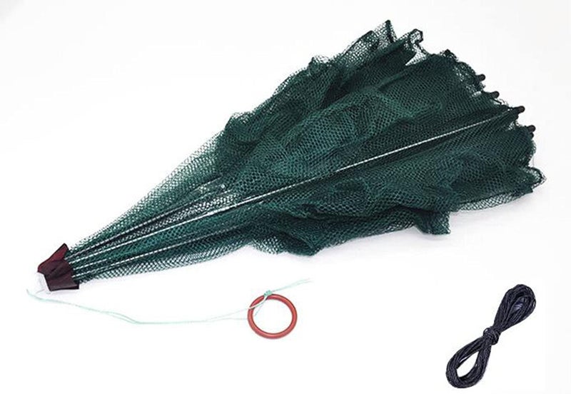 PuDong 2 Pack Crawfish Trapï¼ŒCrab Fish Trap,Foldable Fishing Bait Trap Cast Net Cage with 18 Feets Nylon Rope for Catching Small Bait Fish Eels Crab Lobster Minnows Shrimp 2 Pack - Image 5